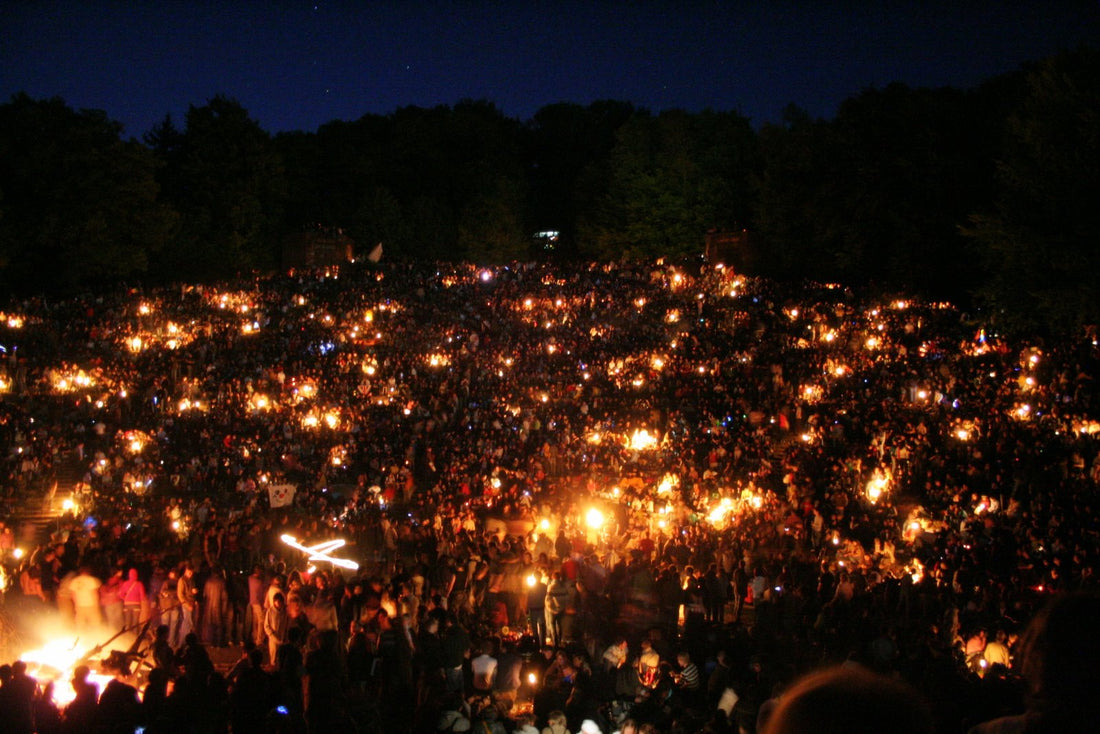 More details Image of the crowd on Walpurgis Night at the Thingstätte on the Heiligenberg in Heidelberg.