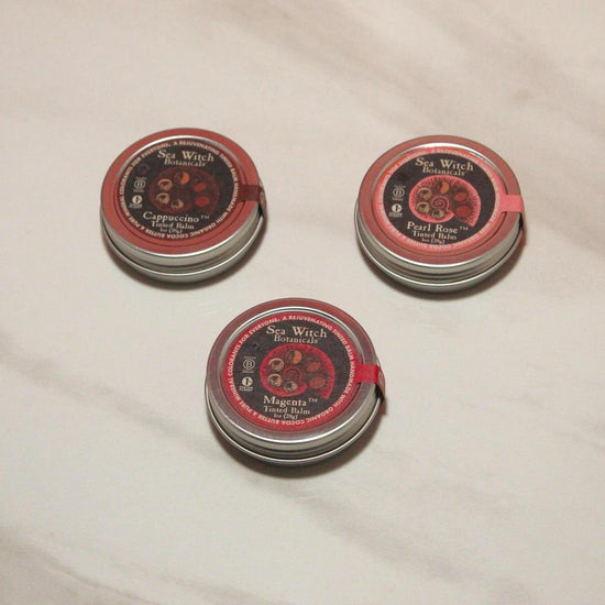 Lip & Cheek Tint Trio: Pearl Rose, Magenta, & Cappuccino Shimmering Balms