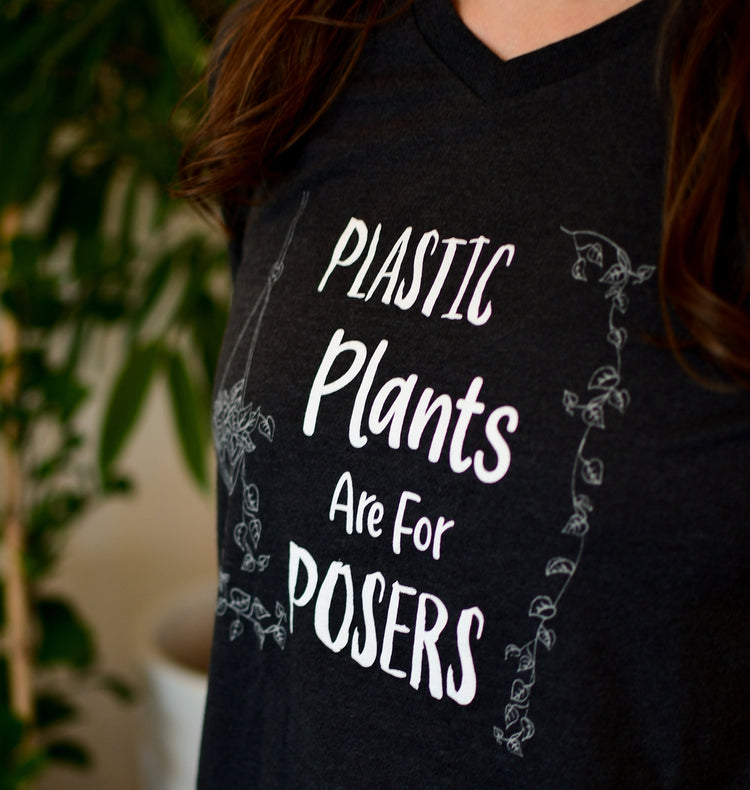 Plastic Plants are for Posers T-Shirt-Apparel-Sea Witch Botanicals-Small-Charcoal Grey-Sea Witch Botanicals